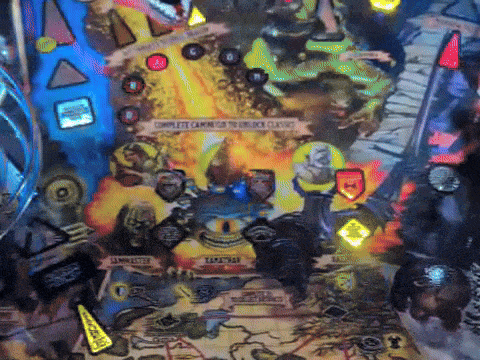 Animated preview of the Moving Mimic Mod on a Stern Dungeons & Dragons pinball playfield.